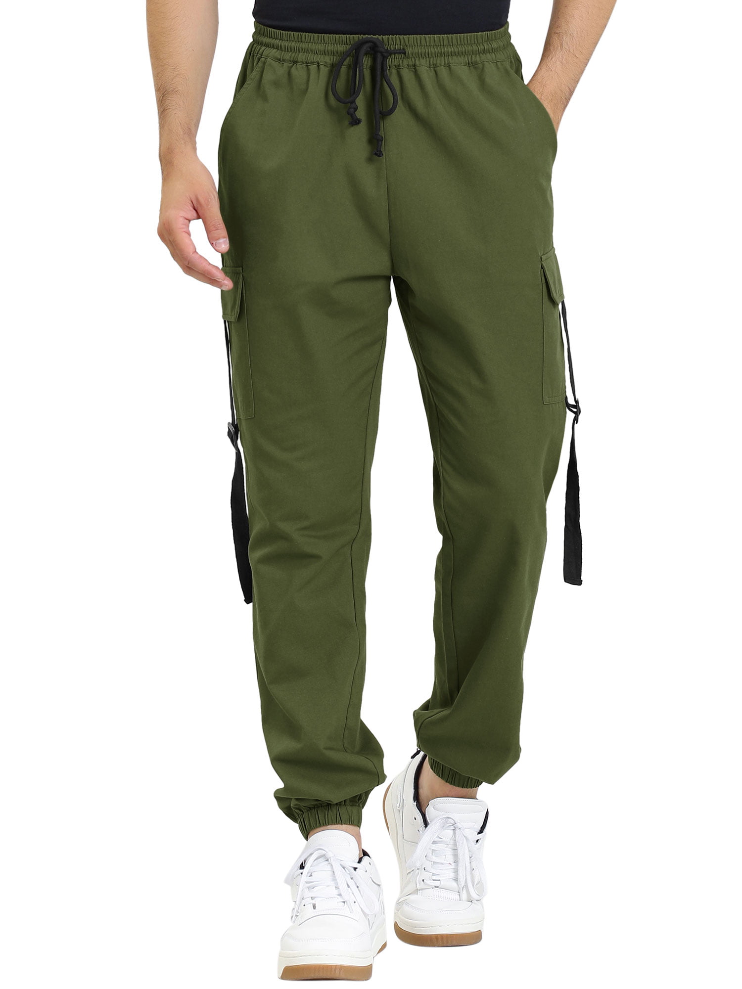 Men's Cargo Pants Drawstring Waist Jogger Work Pants Green 36 | Walmart ...