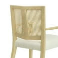 thumbnail image 3 of Christopher Knight Home Mid-Century Modern Rattan Dining Chairs, Upholstered Armchairs, Solid Wood, Light Ash+Beige, Set of 2, 3 of 7