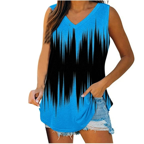 HomeGardon Summmer Tank Tops Women Plus Size Tops,Womens Tank Top V-Neck Basic Casual Flowy Summer Sleeveless T-Shirt,S-XXL