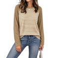 thumbnail image 2 of VBVC Women's Striped Raglan Sleeve Long Sleeve Top , Ladies' Color Block Crew Neck Shirt , Casual Baseball Tee Pullover For Women, S-2XL, 2 of 5