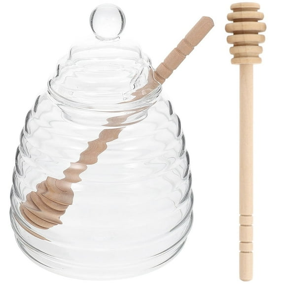 1 Set Glass Honey Jar for Jam Storage Decorative Container with Dipper Multi Function