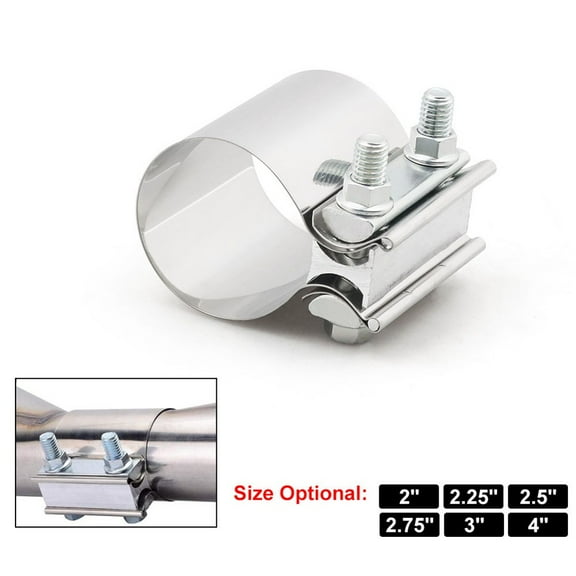 1Pc 304 Stainless Steel Butt Joint Band Muffler Exhaust Pipe Clamp Sleeve 2/2.25/2.5/2.75/3/4 Inch Exhaust Clamp 2.75 Inch Smile Home