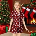 thumbnail image 2 of Kids Christmas Pajamas for Kids Silk Pajamas Girls Cute Print Long Sleeve Button-Down Nightwear Big Boys Pajamas 4-5 Years, 2 of 4