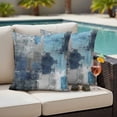 thumbnail image 4 of Blue Grey Outdoor Waterproof Pillow Covers, Modern Oil Painted Abstract Art Aesthetics Decorative Square Throw Pillowcase Sofa Cushion Sham for Patio/Couch/Chair, 16"x16" 2 Pack, 4 of 8