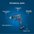 thumbnail image 3 of Gsb 10 Re Corded-Electric Tool Kit | 100-Piece Tools Box Kit | Power Supply 500w | Impact Drill Machine | Impact Rate Upto 41600 Bpm | Speed Upto 2600 Rpm | Lightweight, Drill Machine, 3 of 5