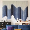 thumbnail image 3 of Macrame Wall Hanging Large Blue Dip Dyed Fiber Art Tapestry, Handmade Boho Wall Decor for Living Room Bedroom, Macrame Wall Art 57" W x 39" L, 3 of 7