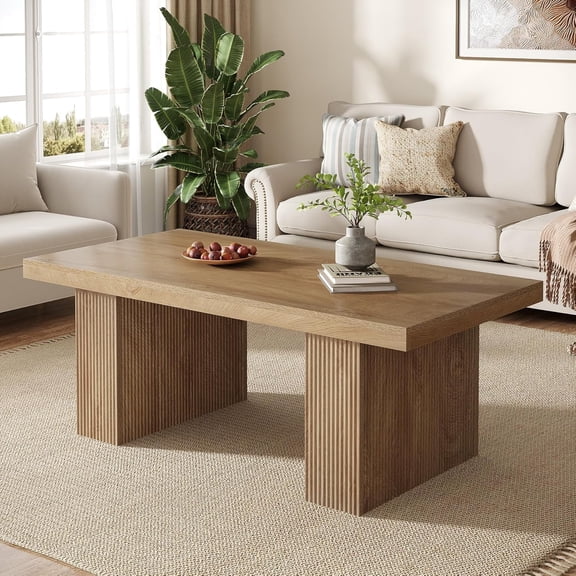 Tribesigns 47.24" Rectangle Coffee Table, Farmhouse Wooden Center Table for Living Room