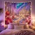 thumbnail image 2 of Golden Pavilion in Enchanted Snowy Garden with Aurora Sky, Dreamy Fantasy Style for Nature Lovers, Magical Home Decor, Housewarming Gift Tapestry Wall Hanging for Living Room and Bedroom, 2 of 7