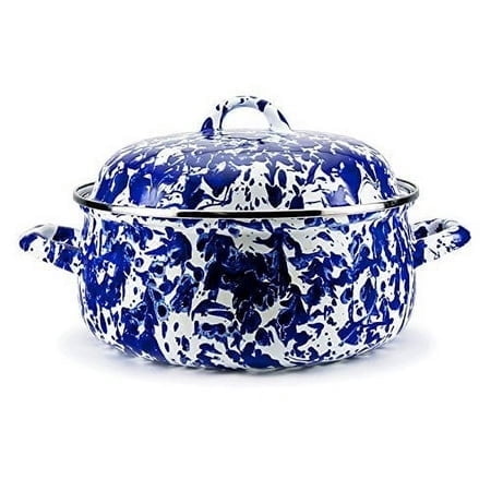 Golden Rabbit Enamelware - Cobalt Swirl Pattern - 4qt Dutch Oven