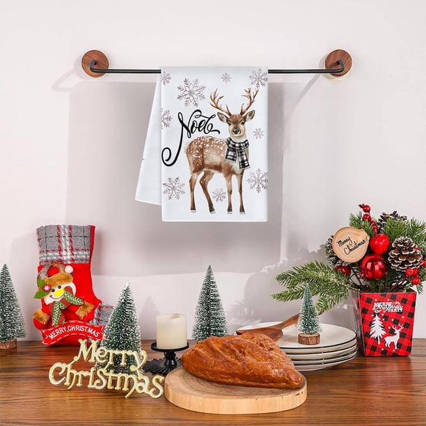 Juego De 2 Toallas De Cocina Blancas Con Árbol De Navidad De | Cuotas Sin Interés