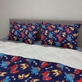 thumbnail image 2 of Dinosaur Comforter & Sham Bedding Set, 3 Different Cartoon Dinosaurs Funny Expressions and Bones Theme, 3 pcs Duvet Set Microfiber Filling Quilt, 5 Sizes, Navy Blue Orange Red, by Ambesonne, 2 of 4