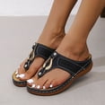 thumbnail image 5 of Summer Slippers for Women,Wide Sandals for Women,Womens Wedge Sandals,Women's Sandals,Walking Sandals Women,Women's Solid Color Set Flat Bottom Casual Beach Shoes Sandals Women's Shoes,Black,7, 5 of 6