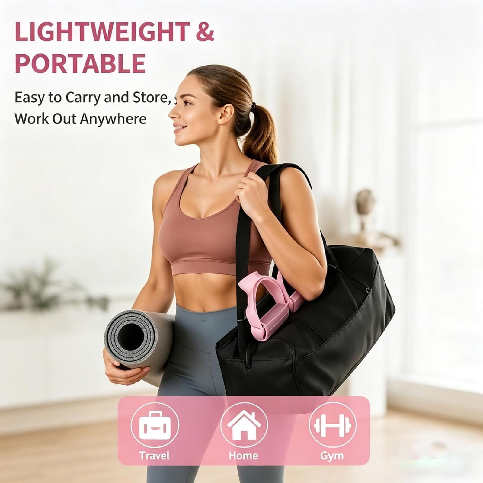 BORIKISE Multifunction Pedal Resistance Band, Portable Latex Material with Handles, Durable & Lightweight for Travel Workouts