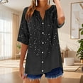 thumbnail image 2 of Cutuoiiu Short Sleeve Button Down Shirts for Women Summer Beach V-Neck Tops Gifts, 2 of 5