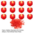 thumbnail image 3 of Unique Bargains Heart Shape LED Candle Flameless Candles, Red Light with Artificial Red Rose Petals, 12 Pack, 3 of 7