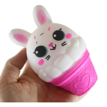1 Bunny Ice Cream Cone - Soft Creamy Doh Filled Squeeze Stress Balls - Sensory Easter Toy (Random Color)