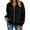Black, variant on Women's Hooded Zip Up Sweatshirt Fleece Jacket Casual Long Sleeve Pullover Hoodie Coat Outerwear Winter Fall Fashion Loose Fit Full Zipper Pocket Tops
