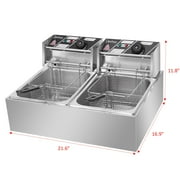 Winado 12.7QT Commercial Stainless Steel Deep Fryer Machine Double Two Tank Design Restaurant