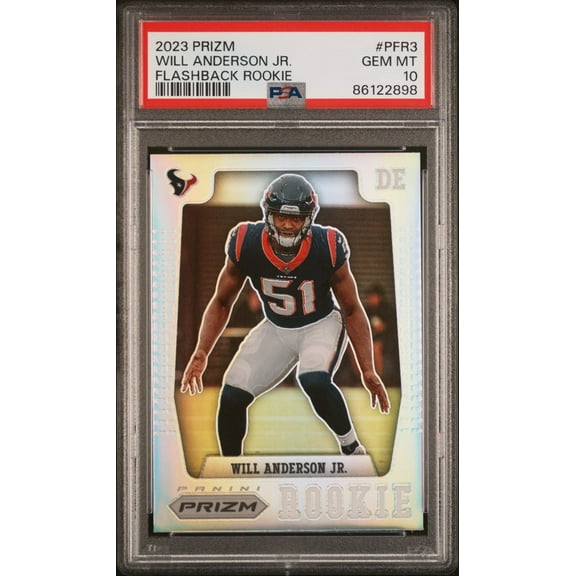 Graded 2023 Panini Prizm Will Anderson #PFR3 Flashback Rookie RC Football Card PSA 10 Gem Mint