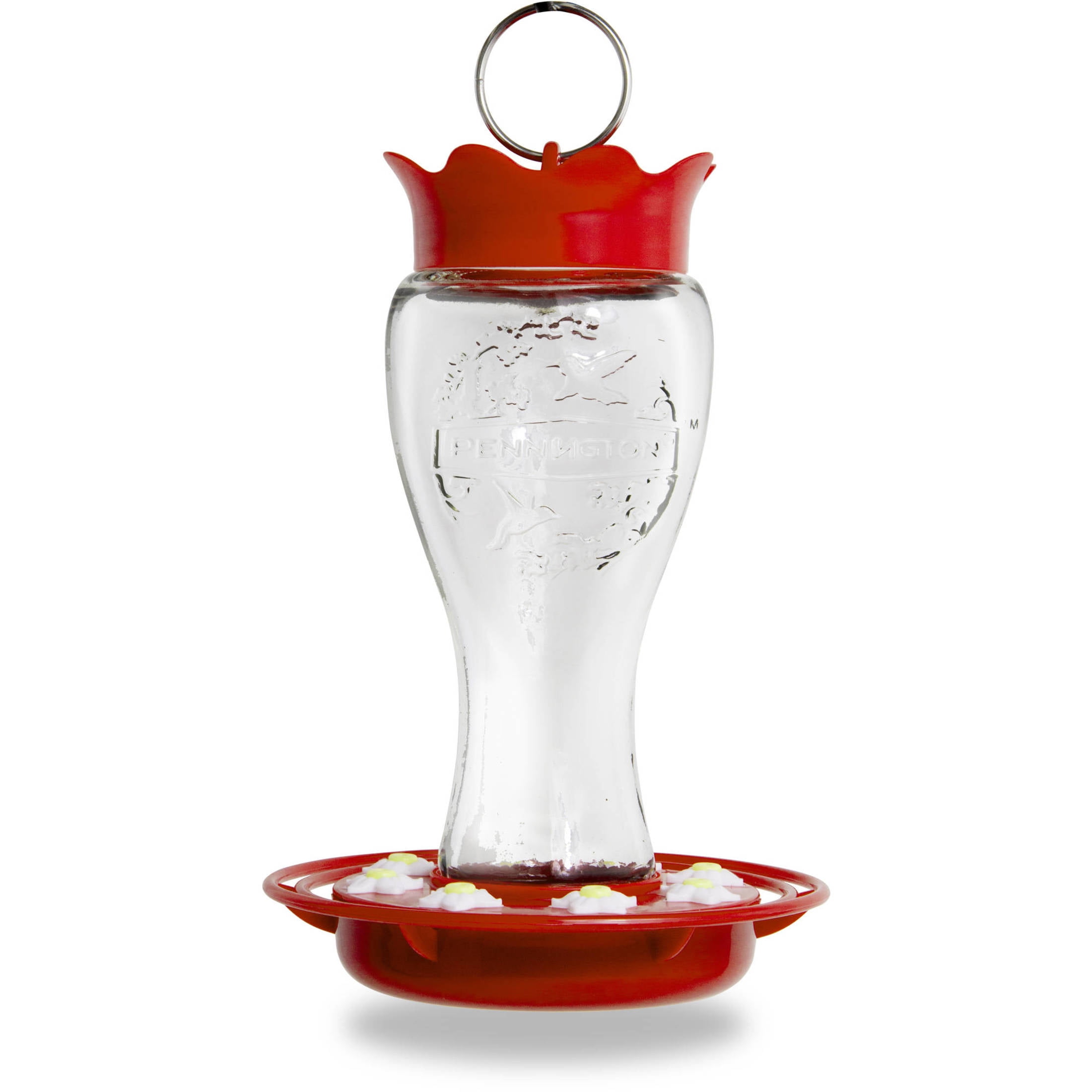 (6 pack) Pennington Glass Red Hummingbird Feeder, 16 oz Nectar Capacity