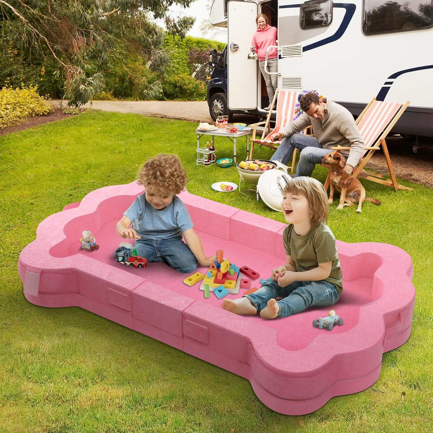 Datingday Pink Portable Toddler Bed,Toddler Floor Bed for Toddlers,Soft, Safe and Washable Foldable Toddler Travel Bed for 1-5 Kids(Pink,L)