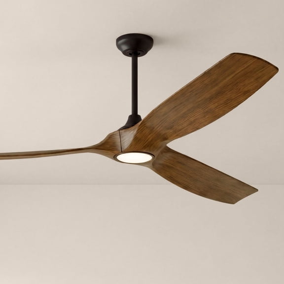 Casa Vieja 70" Kona Wind Black-Koa Modern Indoor Ceiling Fan 3 Blade LED Light Remote Control Black Motor Bedroom DC Motor