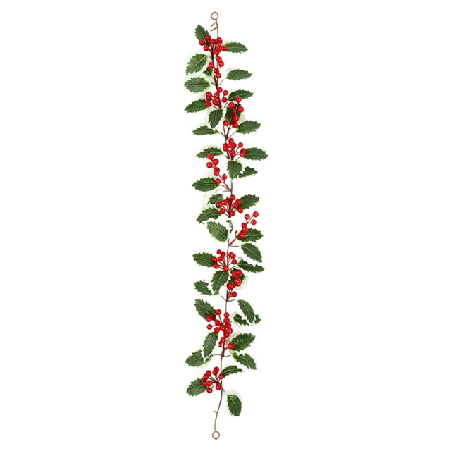 Vignes de Noël Artificielles avec Baies Rouges et Adaptées pour des Décorations de Fête comme Portes et Fenêtres et Cheminées