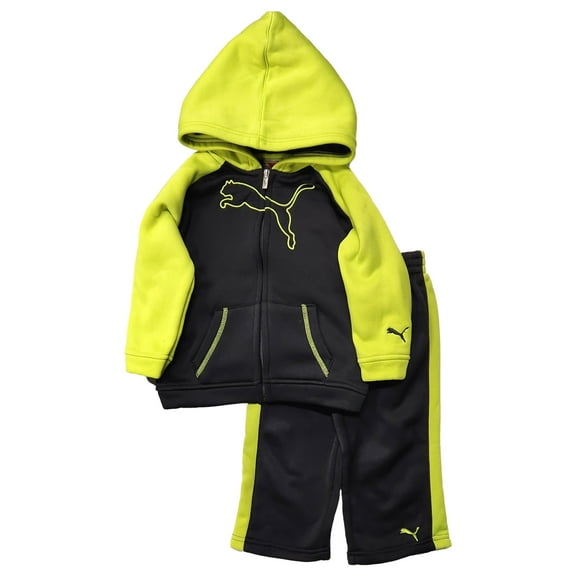 Puma Infant Boys Green & Black 2pc Athletic Outfit Hoodie & Sweat Pants Set 24m