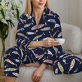 thumbnail image 6 of Honeii Sardine print Women's Pajama Sets Long Sleeve Button Down Sleepwear Nightwear Soft Pjs Lounge Sets-, 6 of 7