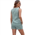 thumbnail image 3 of Conjunto de Dos Piezas de Verano para Mujer, Pantalones Cortos, Ropa de Estar por Casa, 2025, Verde Oscuro, Talla M, 3 of 9