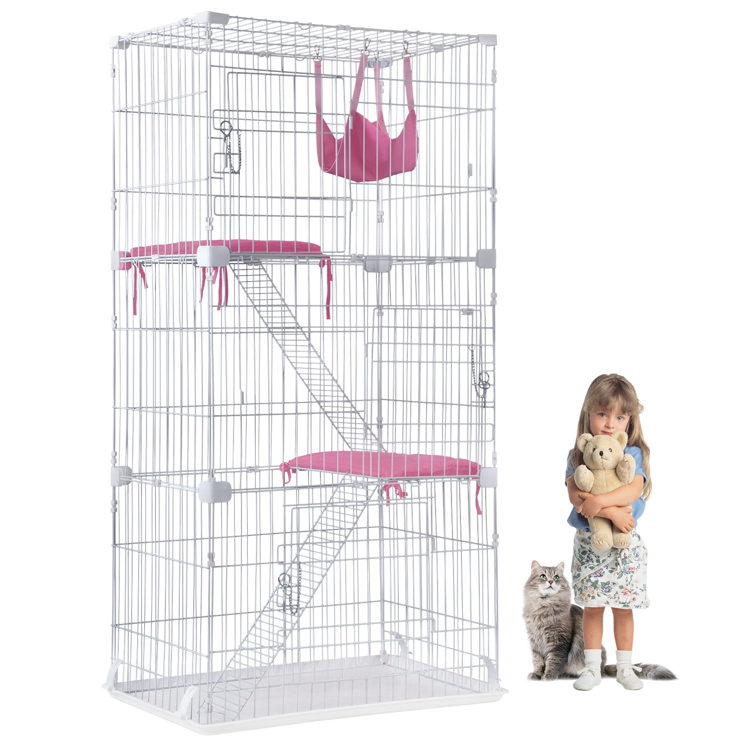 Cat Cage Cat Crate Kennel Cat Playpen with Free hammock Perching Shelves 67 inch 