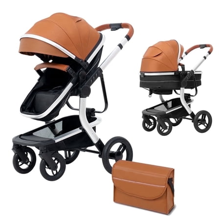 Baby Stroller Reversible Baby Carriage Unisex Stroller Toddler Foldable Bassinet Stroller Up to 55lbs