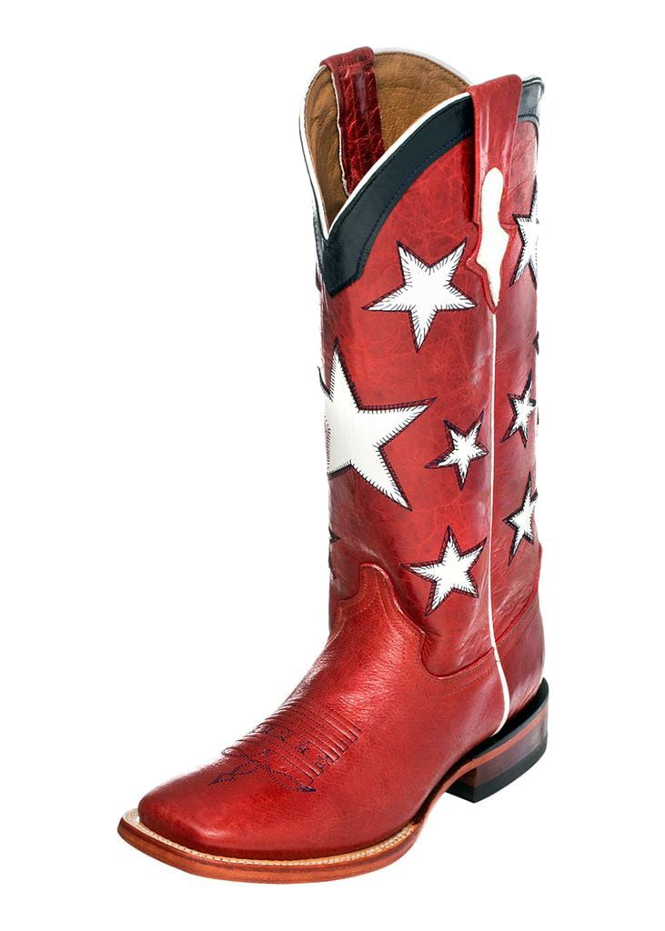 womens red square toe cowboy boots
