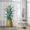 thumbnail image 3 of Retro Pineapple Shower Curtain, Summer Style Yellow Fruit Leaf Grey Background Waterproof Shower Curtain Set with 12 Hooks Lightweight Bath Curtains Fabric Bathroom Decor 48x72 Inches, 3 of 9