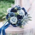 thumbnail image 6 of Roses Artificial Flowers 25pcs Realistic Dusty Blue Fake Roses W/Stem for DIY Blue, 6 of 6