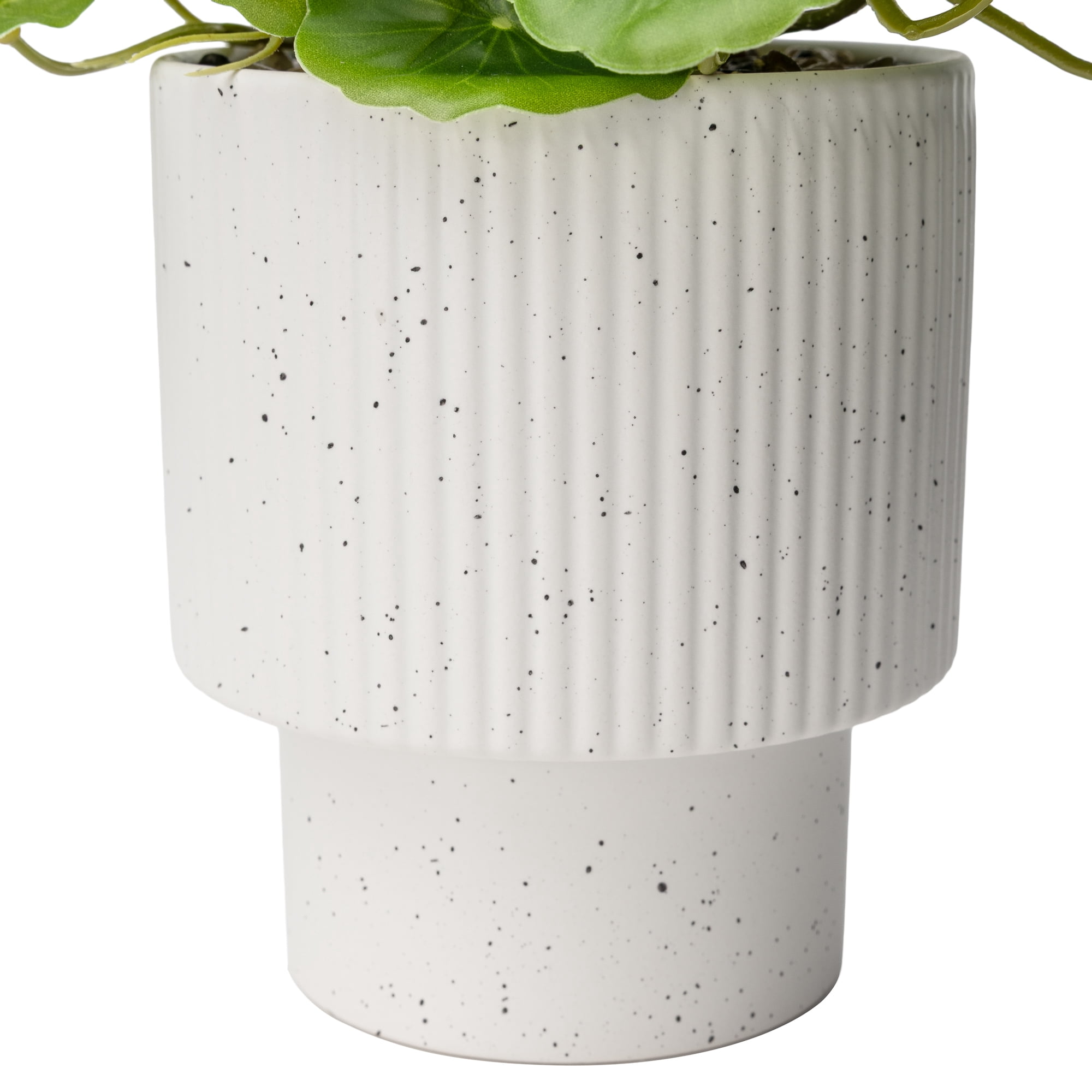 Mainstays Artificial Money Plant in Ribbed Speckled Ceramic Pot, 9.5"