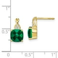 thumbnail image 4 of Primal Gold 10 Karat Yellow Gold Checkerboard Created Emerald and Diamond Earrings, 4 of 4