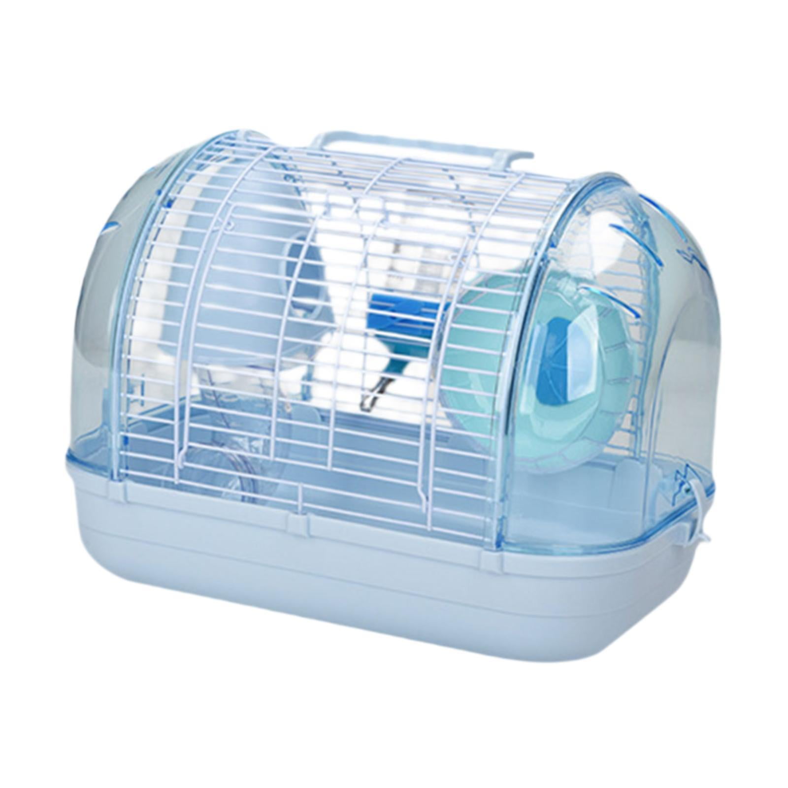 TOOYFUL Pet Carrier, Small Animal Carry Cage, Hamster Habitat, Clear Portable Hamster Cage Chinchilla House for Mice Guinea Pigs Rats Blue