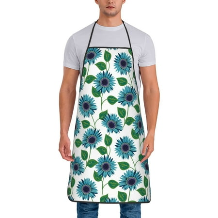 

Matuu Blue Sunflowers for Cooking Apron for Men and Women Adjustable Strap and Waist Ties for Baking Cooking Gardening