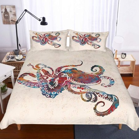 Ocean Octopus Pattern Print Duvet Cover Bedding Set