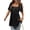 Black, variant on Womens Solid Color Short Sleeve Square Neck Button Front Loose Fit T Shirt Top Casual Summer Wear