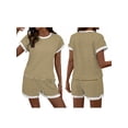 thumbnail image 3 of Anygrew Women's Striped Knit Lounge Outfit Sets - Short Sleeve Tops and Shorts Casual Summer 2 Piece Outfits, 3 of 8