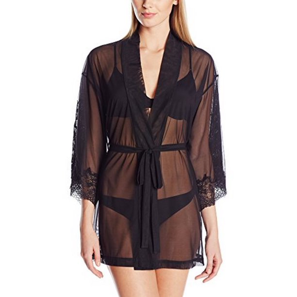 Natori Natori Women's Ophelia Lace Wrap Robe (Black, XL) Walmart