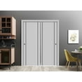 thumbnail image 3 of Sliding Closet Bypass Doors 72 x 84 inches | Planum 0016 Grey Matte with Frosted Glass | Sturdy Rails Moldings Trims Hardware Set | Wood Solid Bedroom Wardrobe Doors, 3 of 6