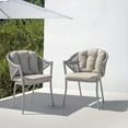 thumbnail image 3 of Nuu Garden Patio Dining Chairs Set of 2, Woven Rope Outdoor Dining Chairs, All-Weather Aluminum Arm Chairs with Cushions, No Assembly Light Grey, 3 of 10