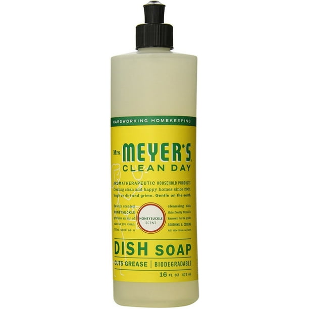4 Pack Meyers Clean Day Liquid Dish Soap, Honeysuckle Scent 16 oz