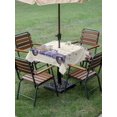 thumbnail image 4 of Outdoor Tablecloth with Umbrella Hole for Patio/Picnic/Party/Camping, Spring Floral Waterproof Table Cloth Square Cover Washable, Purple Lavender Truck Flowers Botanical Beige (54"x 54"), 4 of 8