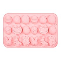 FeiFu Easter Bunny Cookie Mould 18-Cavity Silicone Molds for Chocolate & Sugar Cookies for Classroom Parties & Gift Box FillersPink
