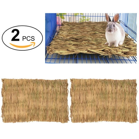 2pcs Grass Hamster Bed Woven Small Animal Mat Safe Pet Chew Toy