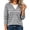 Gray, variant on Plus Size Sweaters Women Striped Lightweight Knit Tops Faux Layered Button Casual Fall Long Sleeve Pullover White 5XL